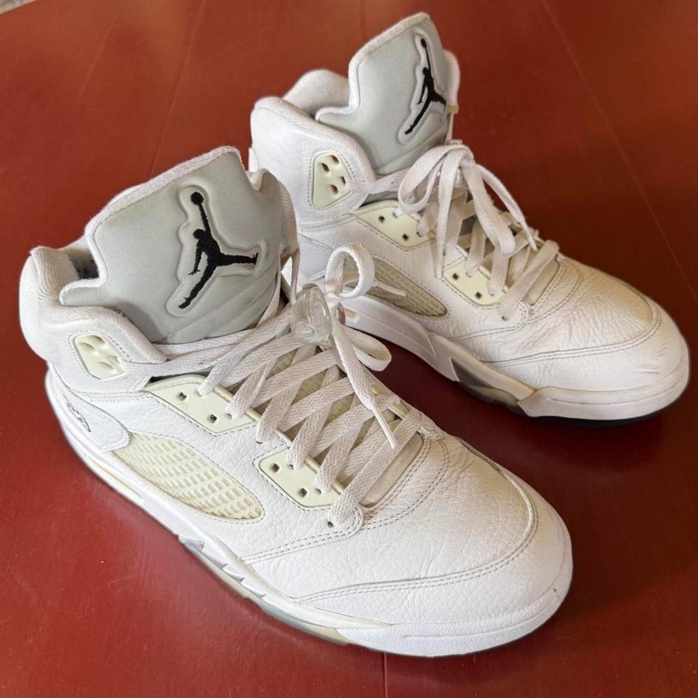 Air Jordan Retro 5 White Metallic Basketball Shoes